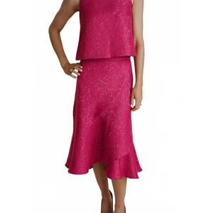 NEW LAROQUE rae midi skirt in pink tweed